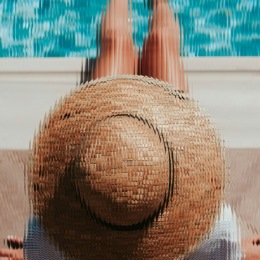 Woman at pool with effect over the image Woman at pool with effect over the image