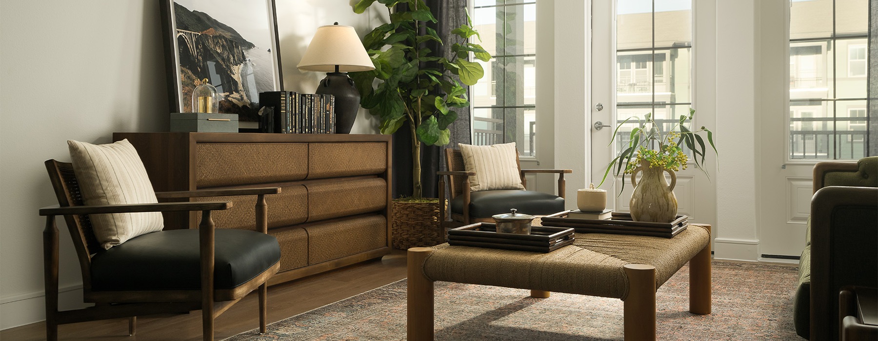 a living room with lots of natural sunlight